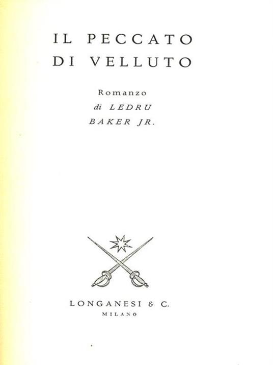 Il peccato di velluto - Ledru Baker - copertina