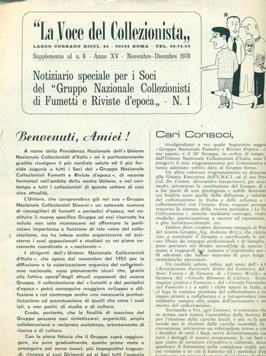 La voce del Collezionista Supplemento al n. 6 Anno XV Novembre-Dicembre 1970 - copertina