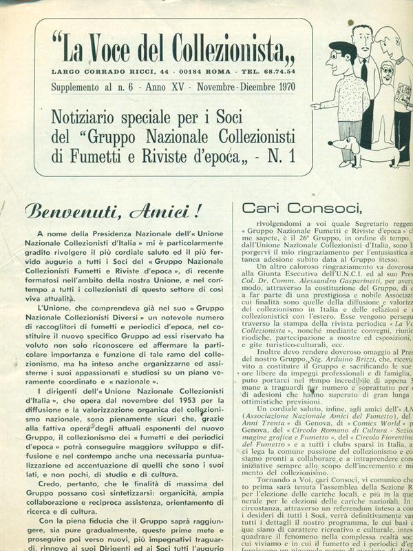 La voce del Collezionista Supplemento al n. 6 Anno XV Novembre-Dicembre 1970