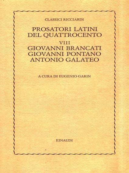Prosatori latini del Quattrocento VIII - Eugenio Garin - copertina