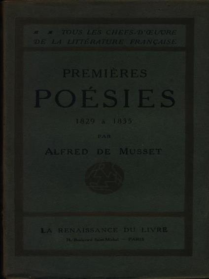 Premieres poesies 1829 a 1835 - Alfred de Musset - copertina