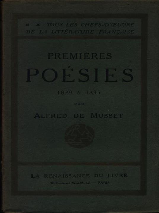 Premieres poesies 1829 a 1835 - Alfred de Musset - copertina