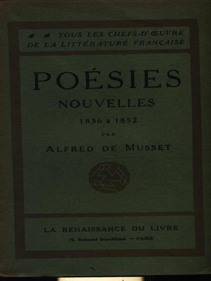Poesies nouvelles 1836 a 1852 - Alfred de Musset - copertina