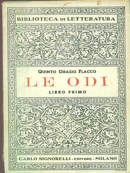 Le odi. Libro primo - Q. Flacco Orazio - copertina