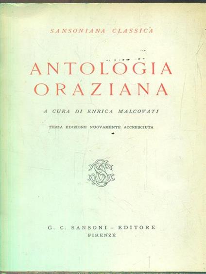 Antologia oraziana - Enrica Malcovati - copertina