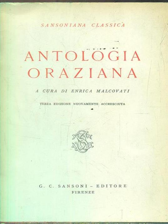 Antologia oraziana - Enrica Malcovati - copertina