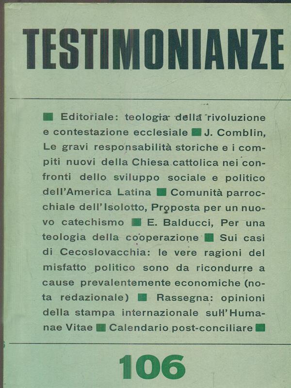 Testimonianze 106Agosto 1968