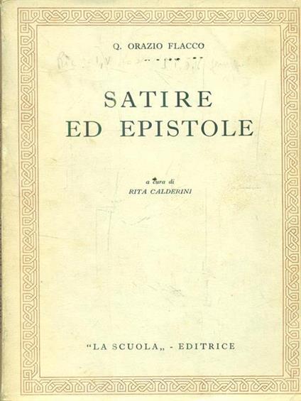 Satire ed epistole - Q. Flacco Orazio - copertina