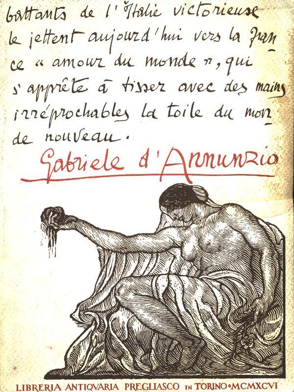 Gabriele D'Annunzio Catalogo n. 72 Novembre 1996