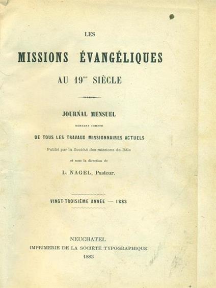 Les Missions Evangeliques au 19me siecle - copertina