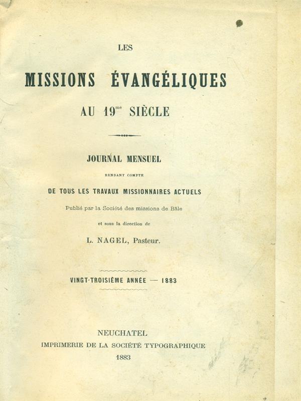 Les Missions Evangeliques au 19me siecle