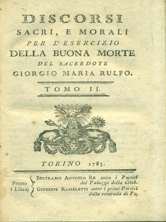 Discorsi sacri e morali. Tomo 2 - Giorgio Maria Rulfo - copertina