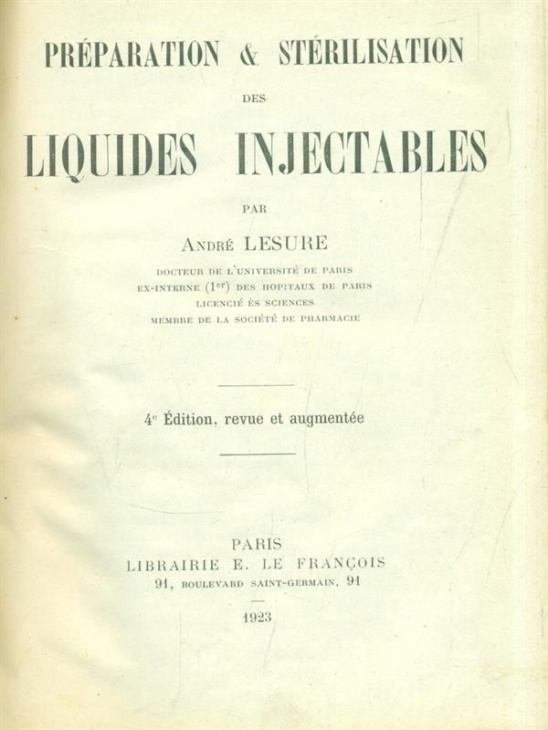 Préparation & Stérilisation des Liquides Injectables
