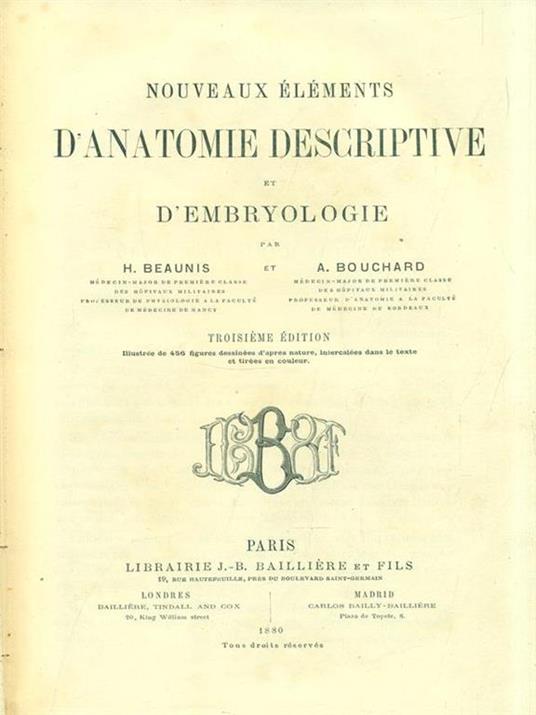 Nouveaux éléments d'anatomie descriptive et d'embryologie - copertina