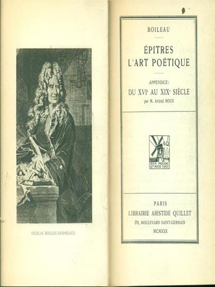 Epitres L'art poetique - Nicolas Boileau - copertina