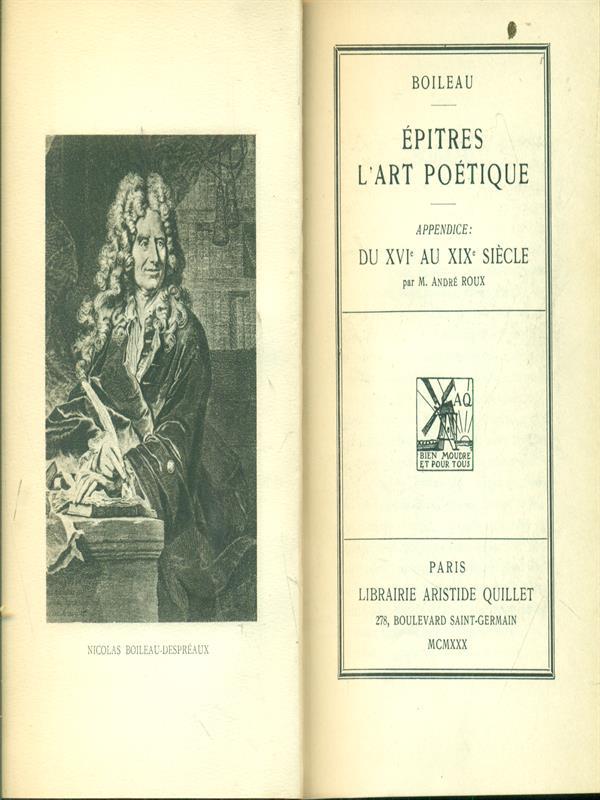 Epitres L'art poetique