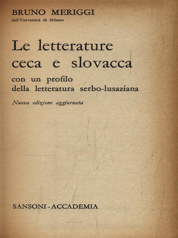 Le letterature ceca e slovacca