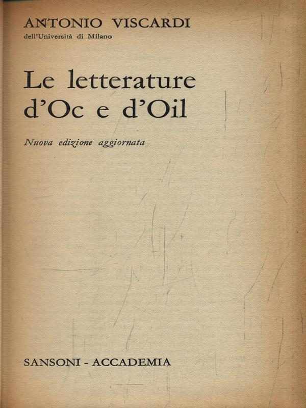 Le  letterature d'oc e d'oil