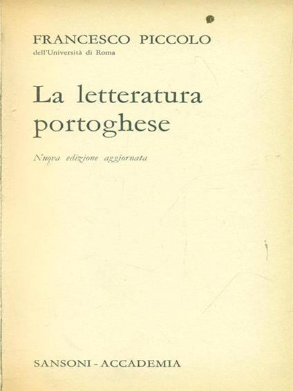 La Letteratura Portoghese - Francesco Piccolo - copertina