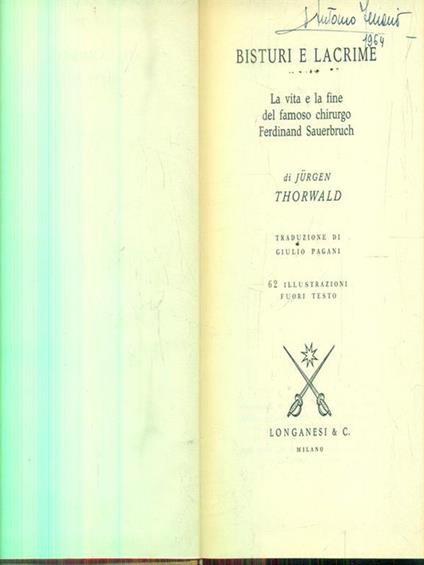 Bisturi e lacrime - Jurgen Thorwald - copertina