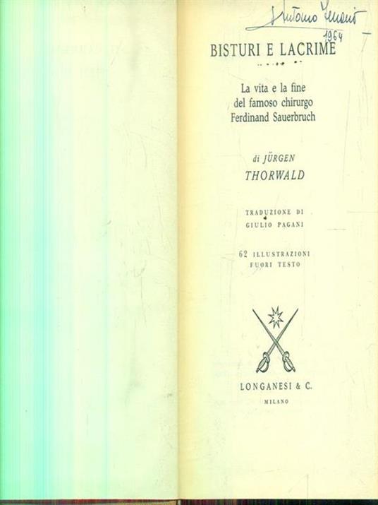 Bisturi e lacrime - Jurgen Thorwald - copertina