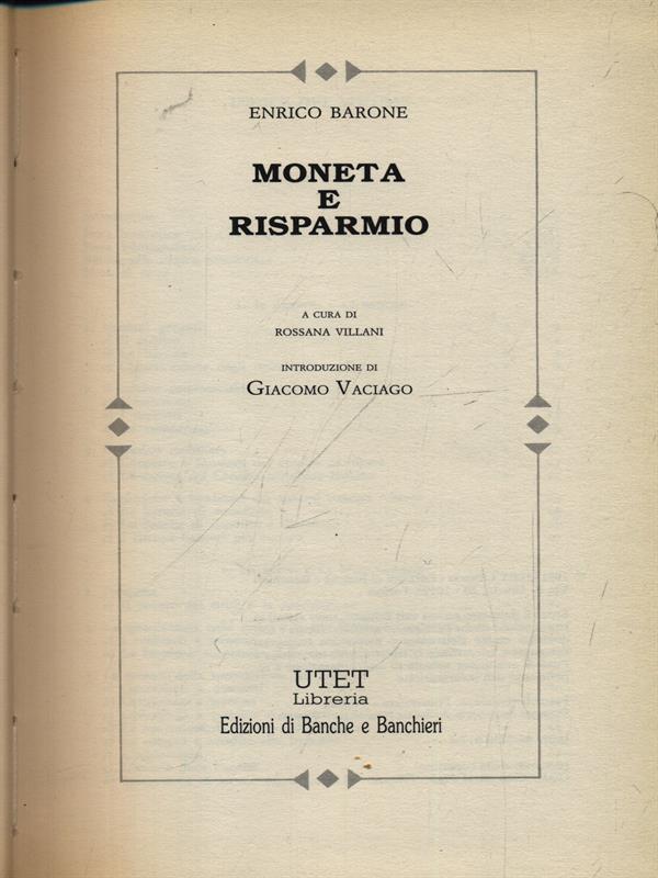 Moneta e risparmio