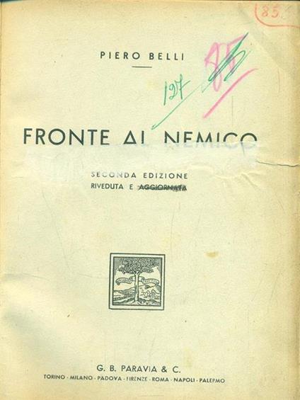 Fronte al nemico - Piero Belli - copertina