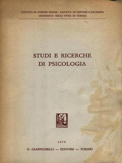 Studi e ricerche di psicologia - copertina
