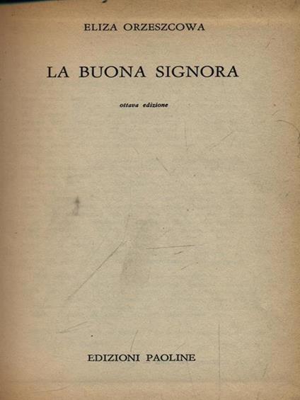 La buona signora - Eliza Orzeszcowa - copertina