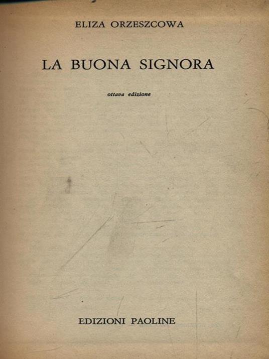 La buona signora - Eliza Orzeszcowa - copertina