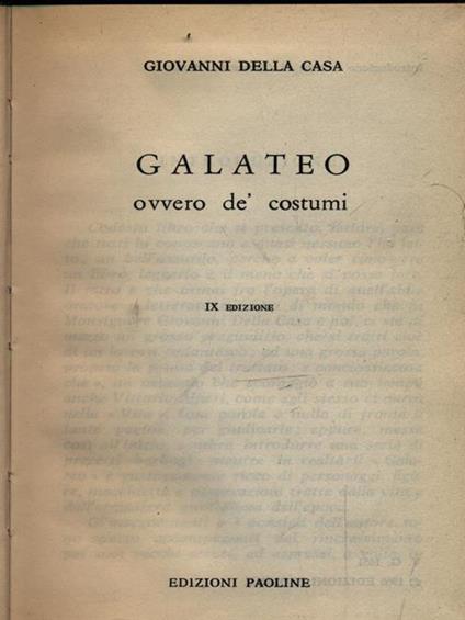 Galateo - Giovanni Della Casa - copertina