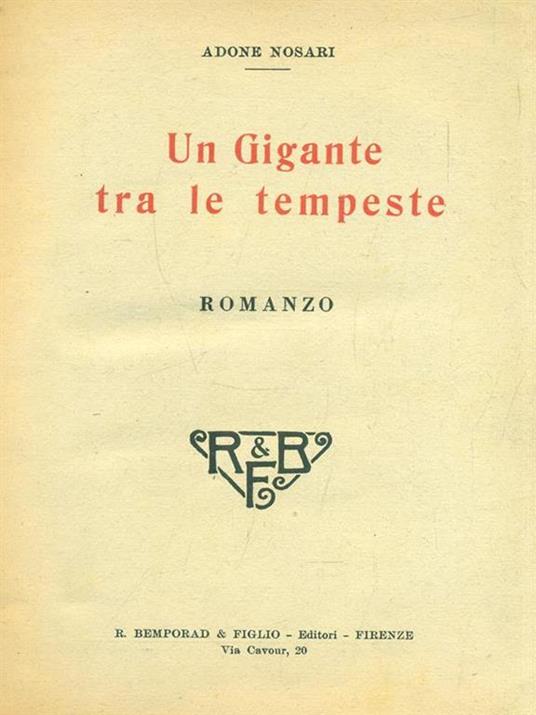 Un gigante tra le tempeste - Adone Nosari - copertina