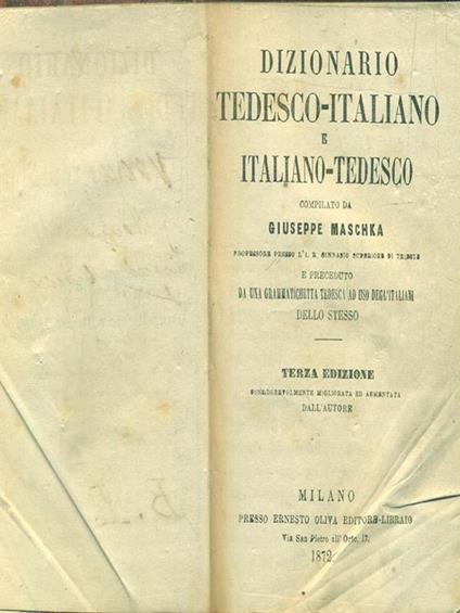   Dizionario tedesco-italiano e italiano-tedesco - Giuseppe Maschka - copertina