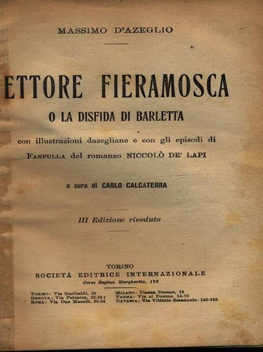   Ettore Fieramosca - Massimo D'Azeglio - copertina
