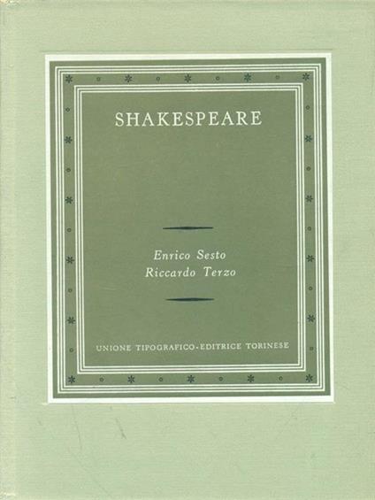 Enrico Sesto Riccardo Terzo - William Shakespeare - copertina