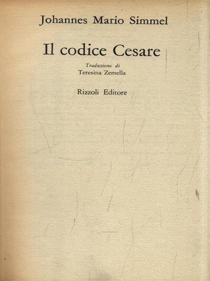 Il codice Cesare - Johannes M. Simmel - copertina