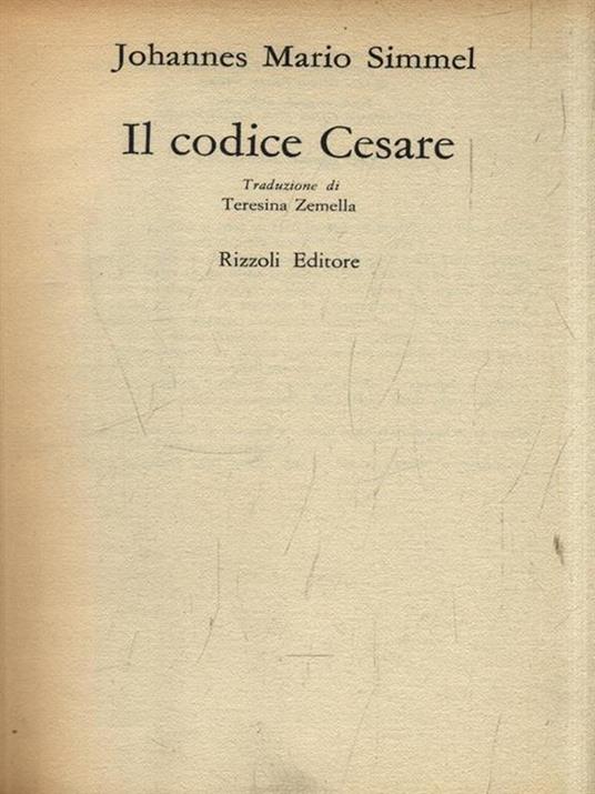 Il codice Cesare - Johannes M. Simmel - copertina