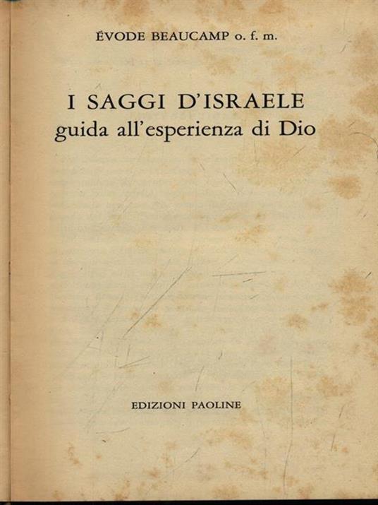 I saggi d'Israele - Evode Beaucamp - copertina