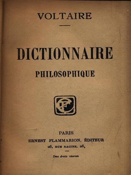   Dictionnaire philosophique - Voltaire - copertina