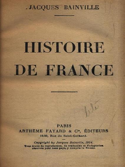   Histoire de France - Jacques Bainville - copertina