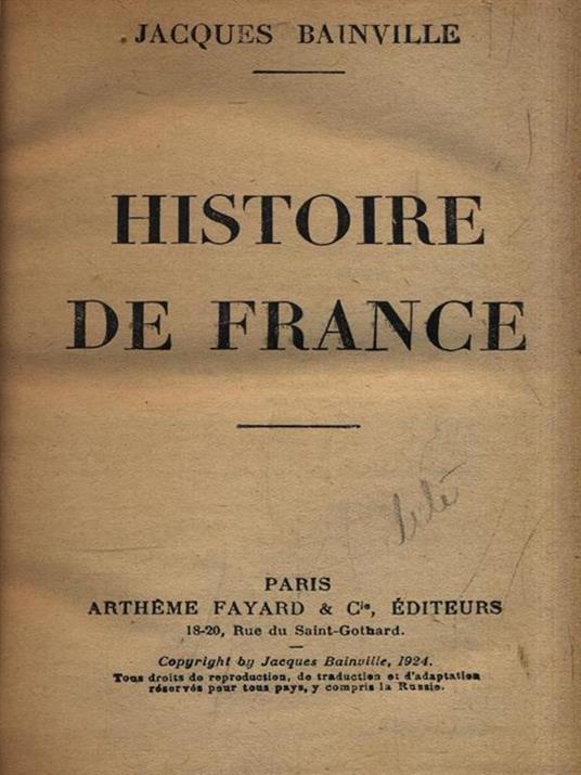   Histoire de France - Jacques Bainville - copertina
