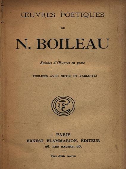 Ouvres poétiques - copertina