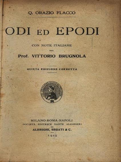  Odi ed Epodi. Satirarum Libri II. Epistularum Libri II - Q. Flacco Orazio - copertina