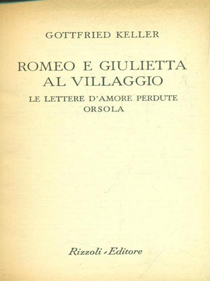   Romeo e Giulietta al villaggio - Gottfried Keller - copertina