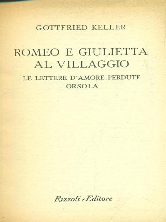   Romeo e Giulietta al villaggio - Gottfried Keller - copertina