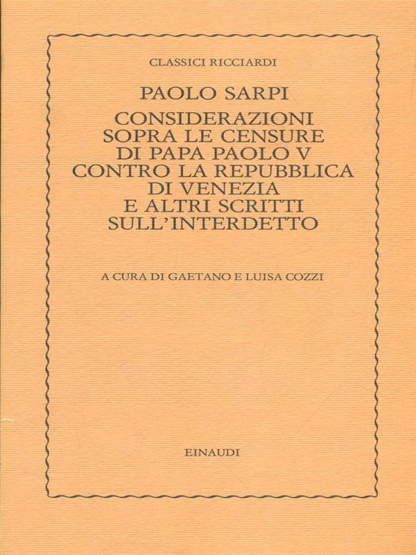   Considerazioni sopra le censure di Papa Paolo V