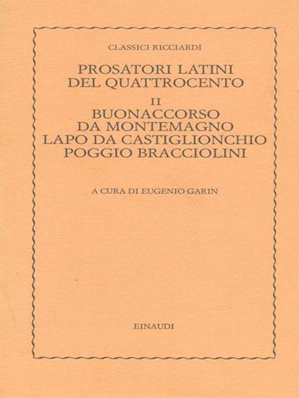 Prosatori latini del Quattrocento II - Eugenio Garin - copertina