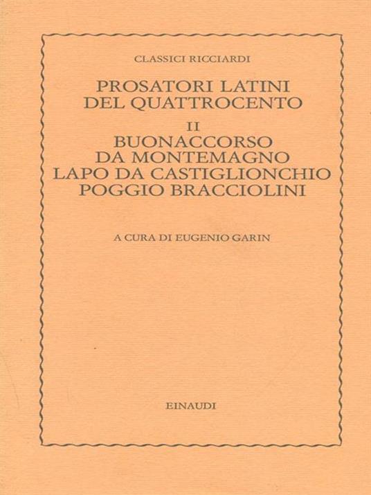 Prosatori latini del Quattrocento II - Eugenio Garin - copertina