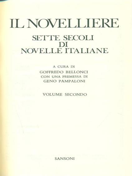 Il novelliere Volume secondo - Goffredo Bellonci - copertina