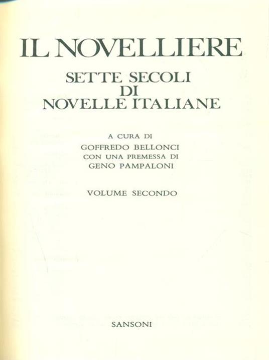 Il novelliere Volume secondo - Goffredo Bellonci - copertina